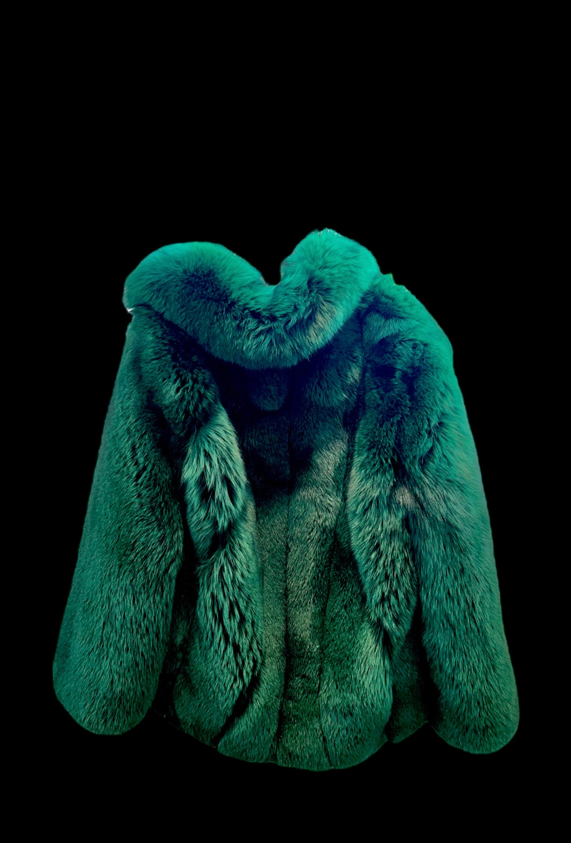 Emerald Green Quarter Length Fox Coat