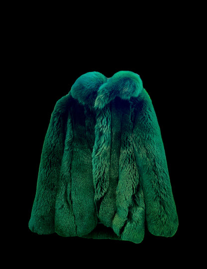 Emerald Green Quarter Length Fox Coat