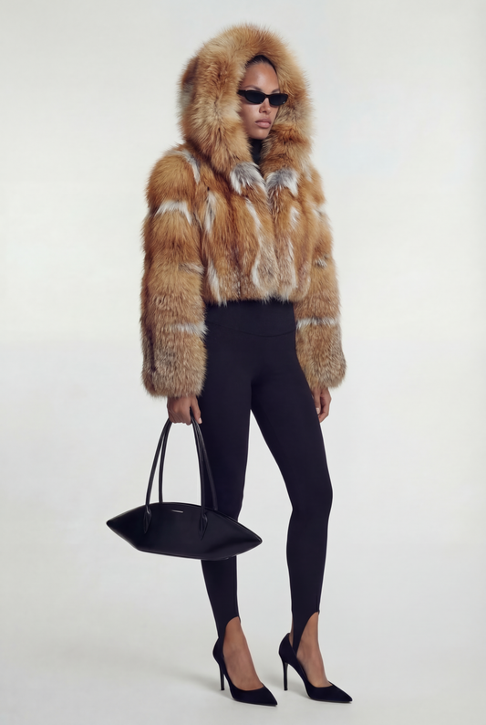 Brown Brushed Fox Fur coat